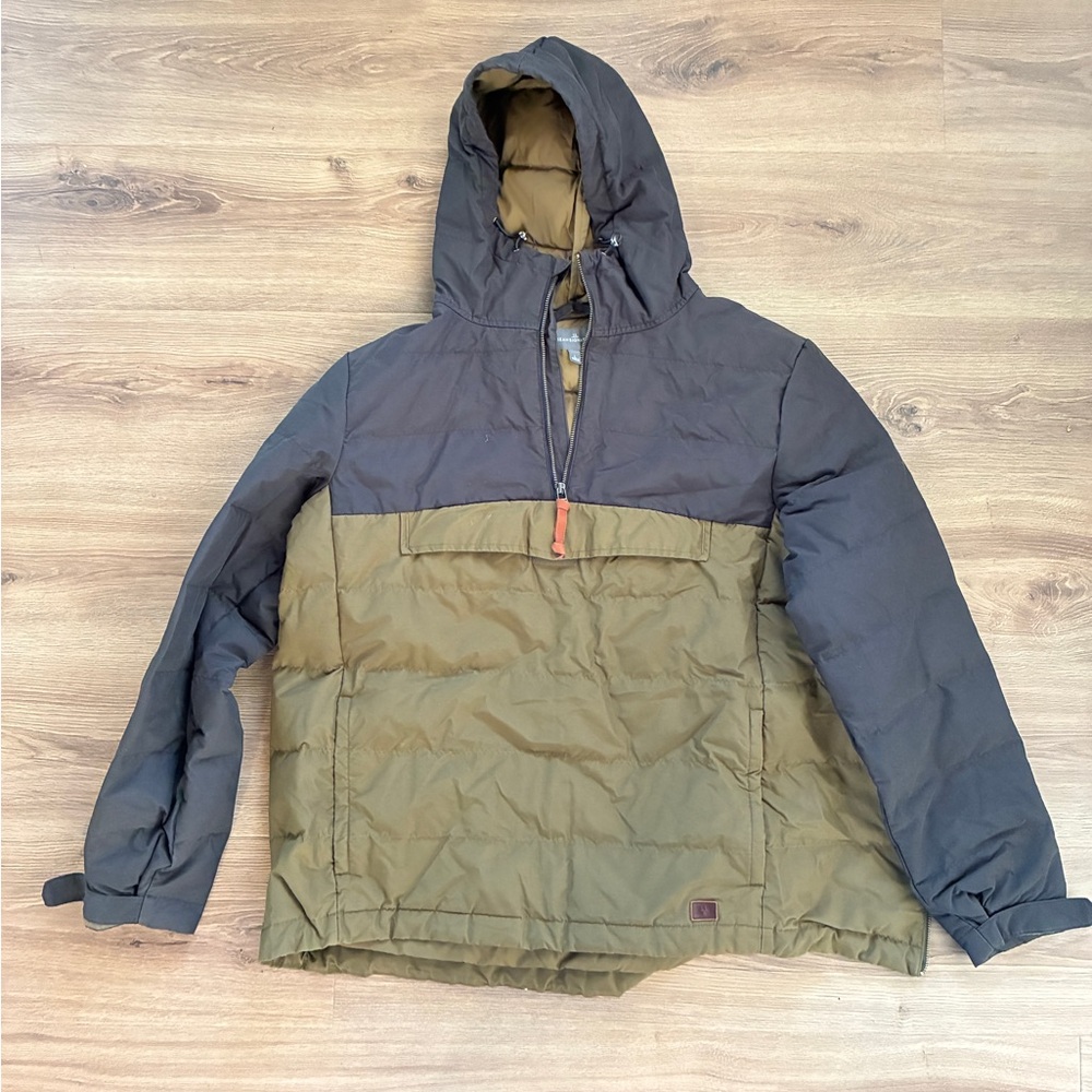 LL Bean signature men’s gray and green Hooded coat size large